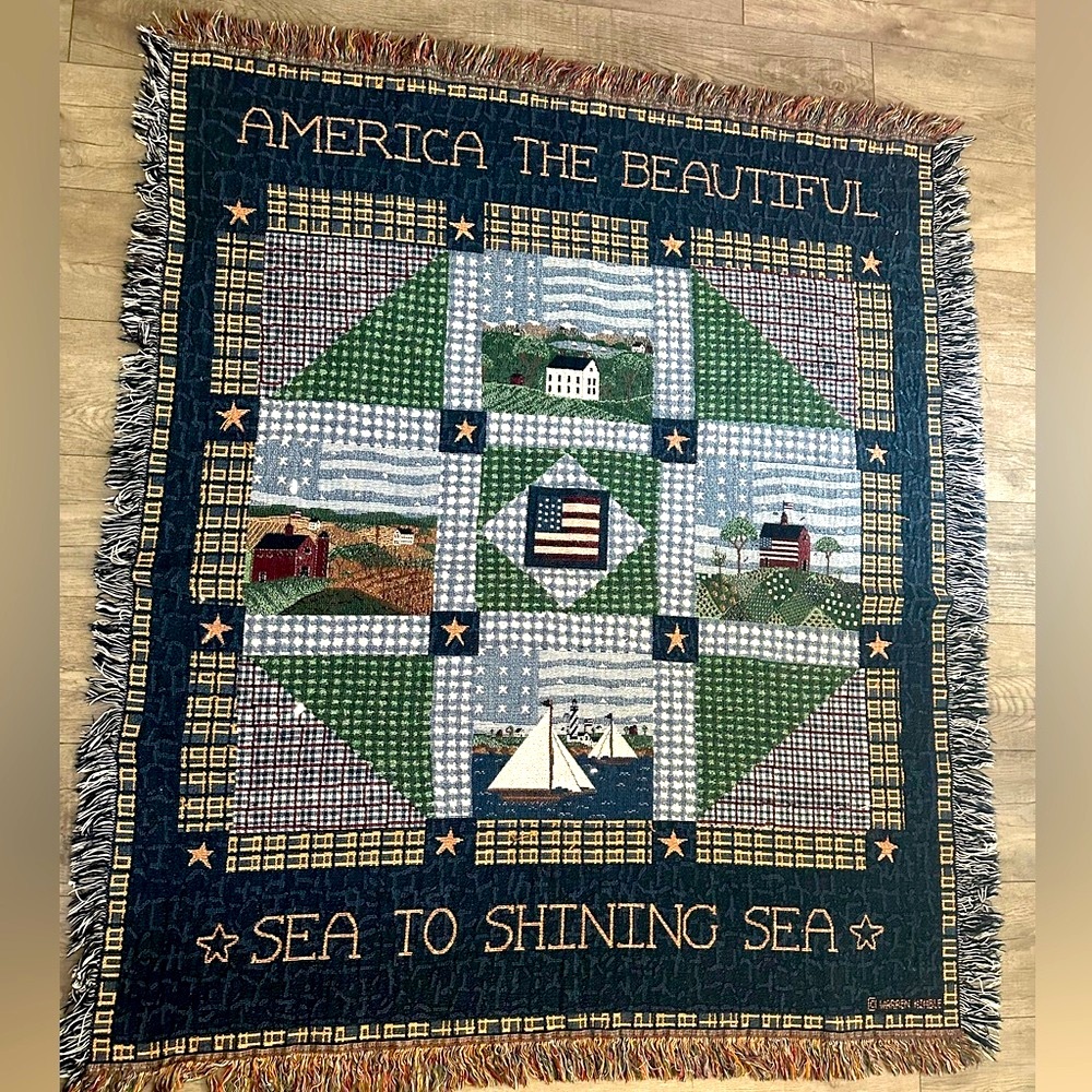 Warren Kimble America the Beautiful" woven tapestry throw blanket.